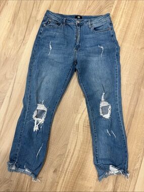 Black Label Medium Blue Ripped Boyfriend Jeans